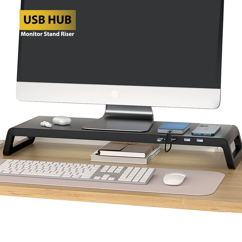 Suporte de mesa para monitor, para redução de tensão no pescoço, pernas ABS, riser de monitor de alumínio com hub USB3.0, PC, computador, laptop, organizador de mesa